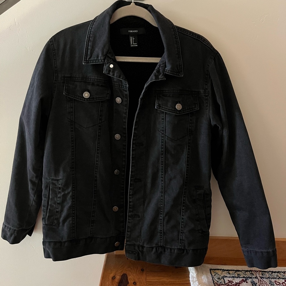 Forever 21 Black Sherpa-Lined Jacket